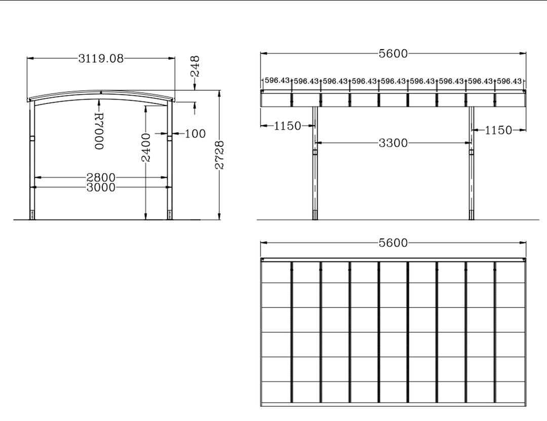 Carport -5.6m X 3.12m X 2.7m