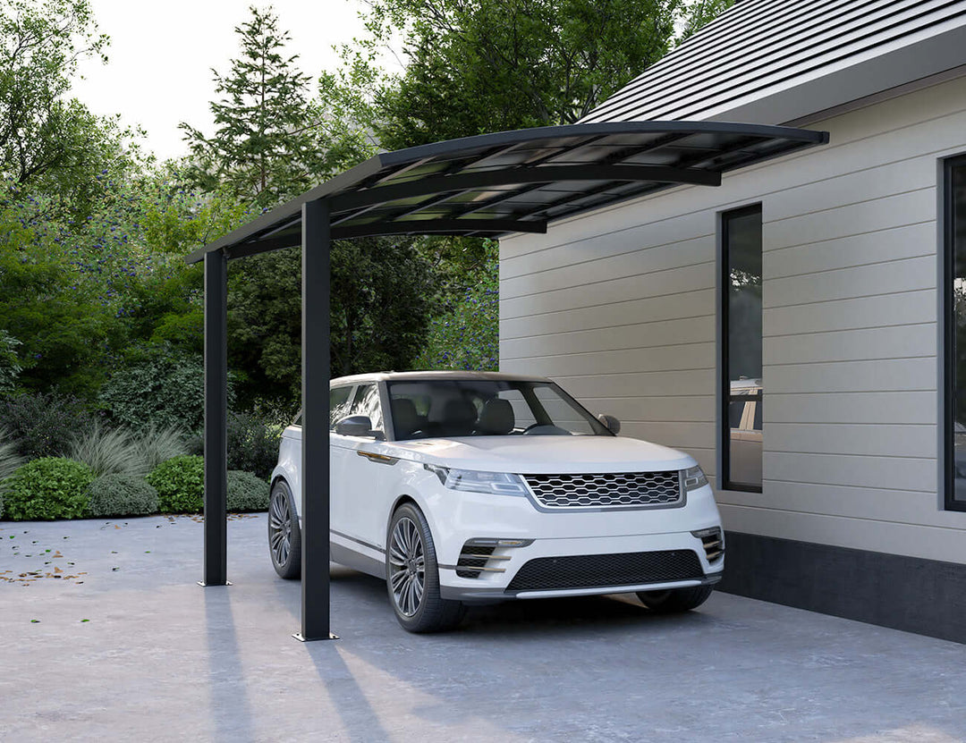 Single Carport-550x 280 x 316cm Frame Colour: Grey Panel Colour: Dark Grey