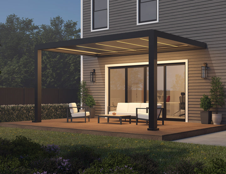 Pacific Motorised Wall Mounted Louvre Roof Size: 4 x 3.8m Colour: Black