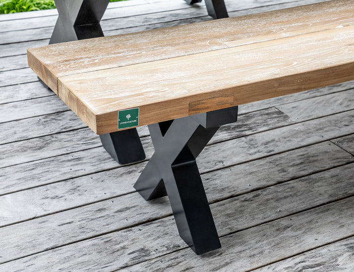 Fortico Teak X-leg Bench Seat 280cm