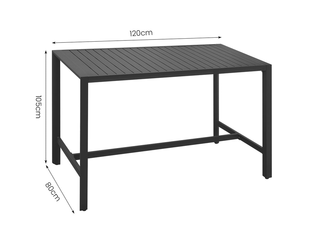 Stratus Outdoor Aluminium Bar Leaner Table Colour: Dark Grey size: 160cm