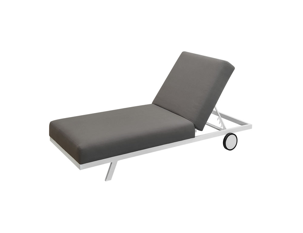Plover Sunbrella Sun Lounger Colour: White Frame/ Taupe Fabric