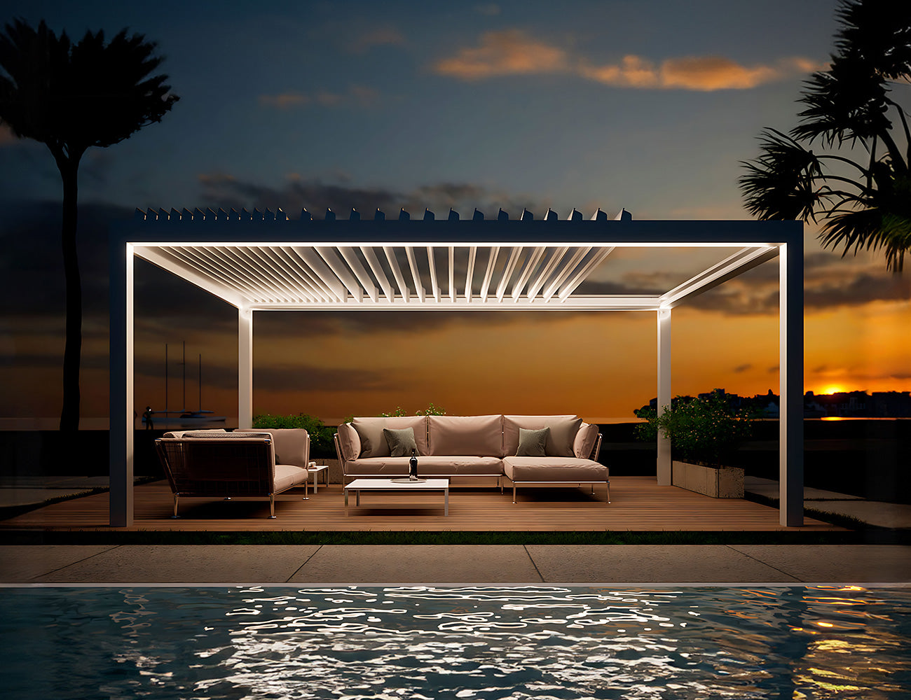 Mediterranean Motorised Retractable Louvre Roof System Size: 4 x 3m Color: Black