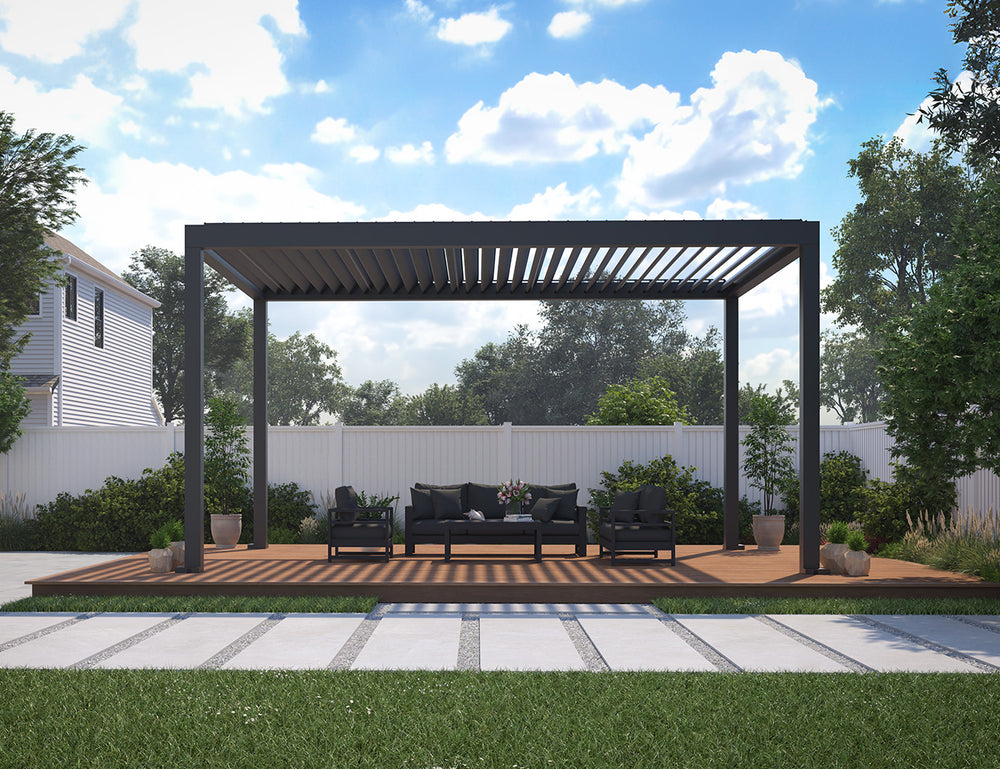 Pacific Motorised Freestanding Louvre Roof Size: 4 x 4m Color: Black
