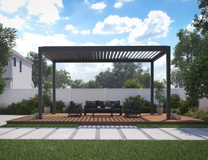 Pacific Motorised Freestanding Louvre Roof Size: 4 x 4m Color: Black