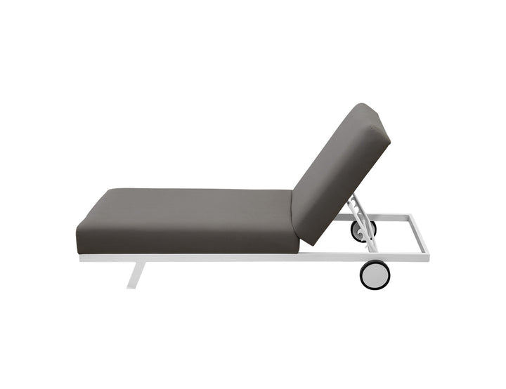 Plover Sunbrella Sun Lounger Colour: White Frame/ Taupe Fabric