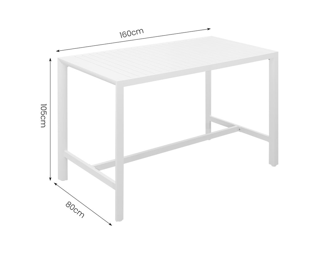 Stratus Outdoor Aluminium Bar Leaner Table Colour: Matte White size: 160cm