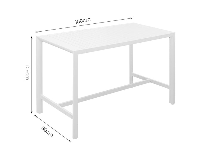 Stratus Outdoor Aluminium Bar Leaner Table Colour: Matte White size: 160cm