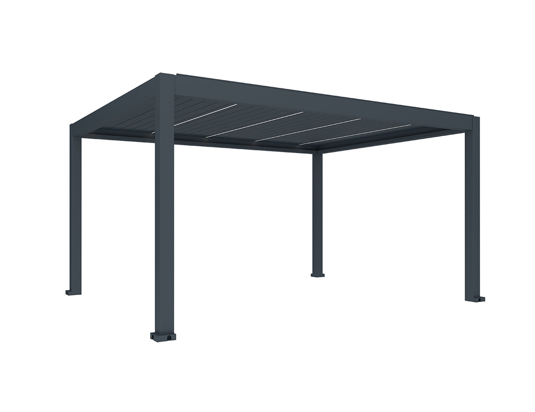 Tasman Motorised Freestanding Louvre Roof Aluminium Pergola Size: 4 x 4m Colour: Charcoal