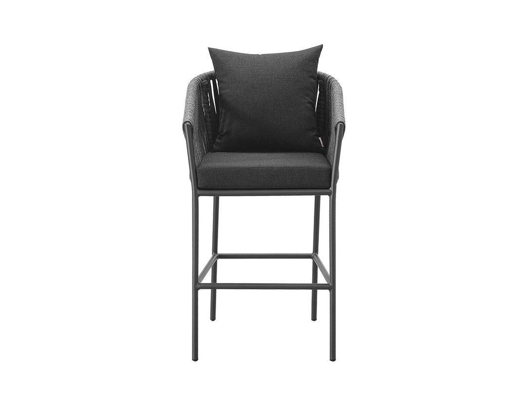 Kereru Aluminium and Rope Outdoor Bar Chair Colour: Grey