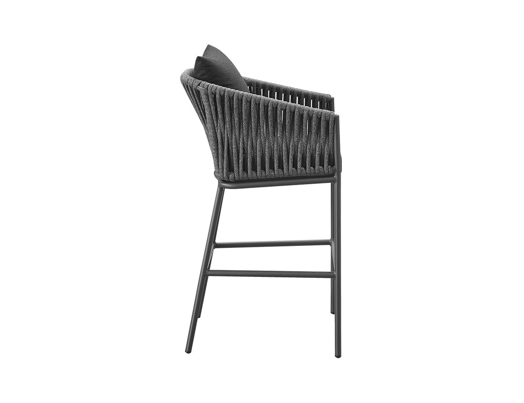 Kereru Aluminium and Rope Outdoor Bar Chair Colour: Grey