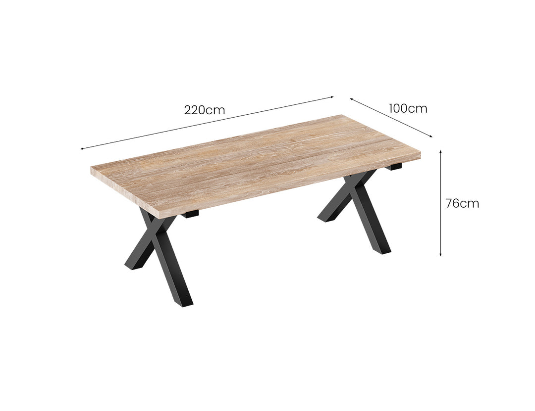 Fortico X-leg Teak Table 220cm