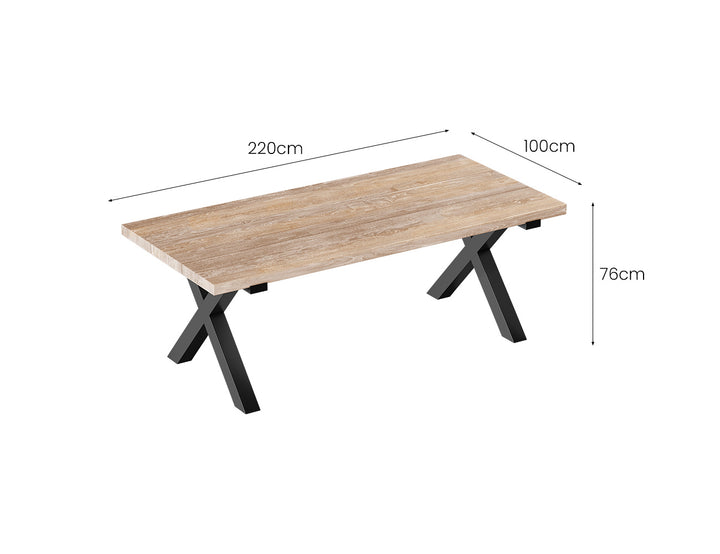 Fortico X-leg Teak Table 220cm
