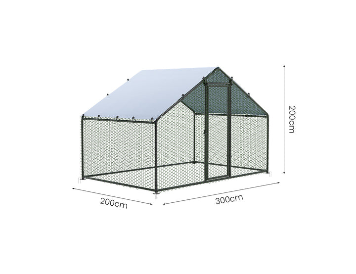 Durable Outdoor Chicken Run with Cover - 300x200x200cm