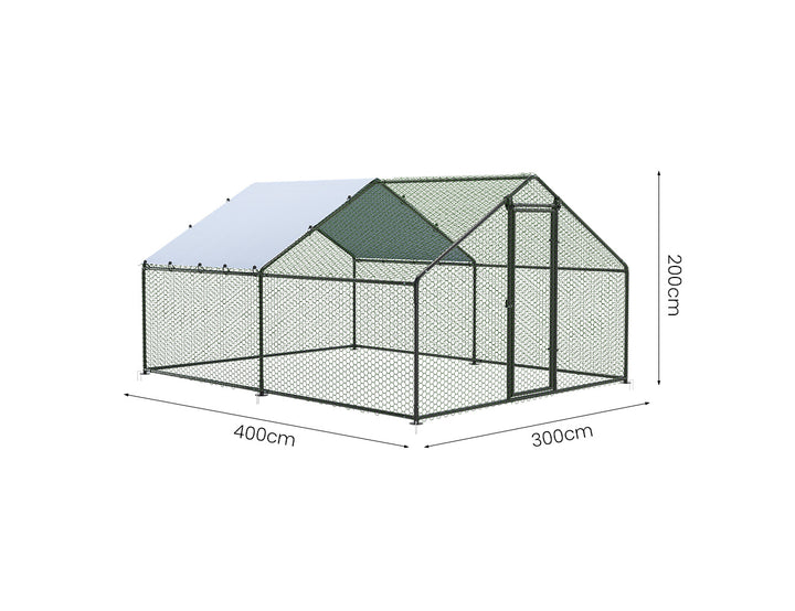 Durable Outdoor Chicken Run with Cover - 300x400x200cm