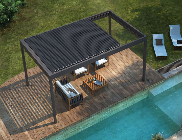 Mediterranean Motorised Retractable Louvre Roof System Size: 4 x 3m Color: Charcoal