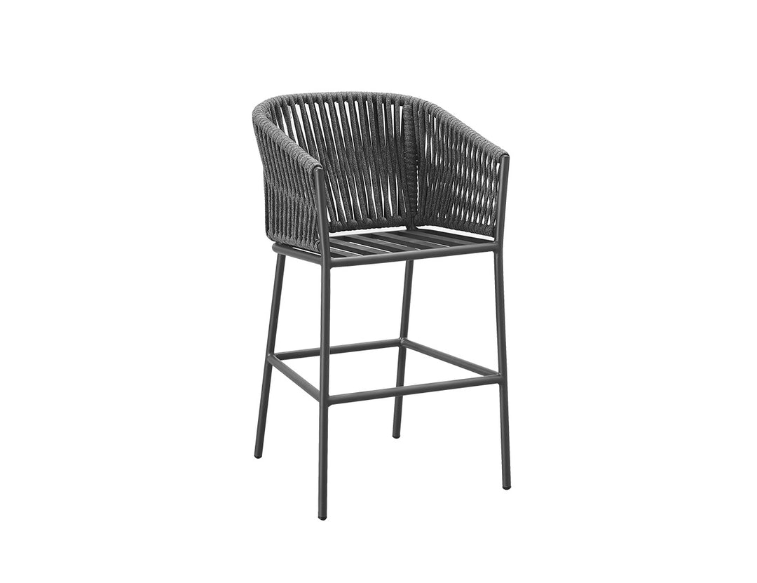 Kereru Aluminium and Rope Outdoor Bar Chair Colour: Grey