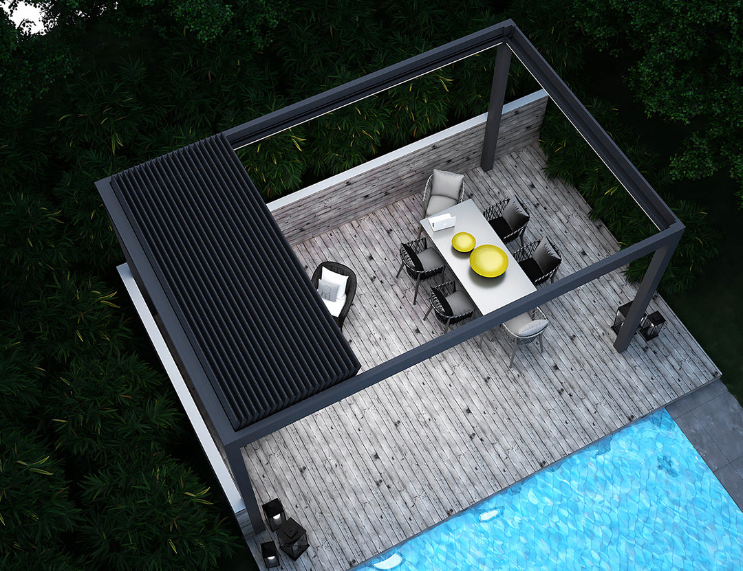 Mediterranean Motorised Retractable Louvre Roof System Size: 4 x 3m Color: Black
