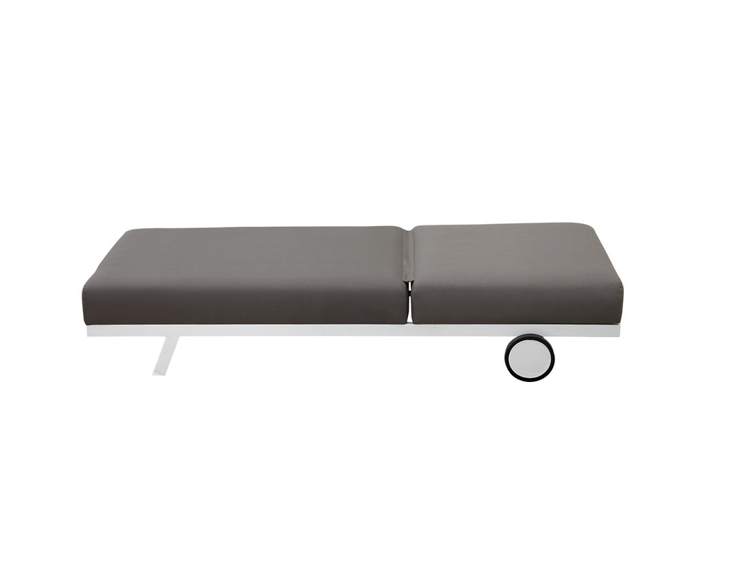 Plover Sunbrella Sun Lounger Colour: White Frame/ Taupe Fabric