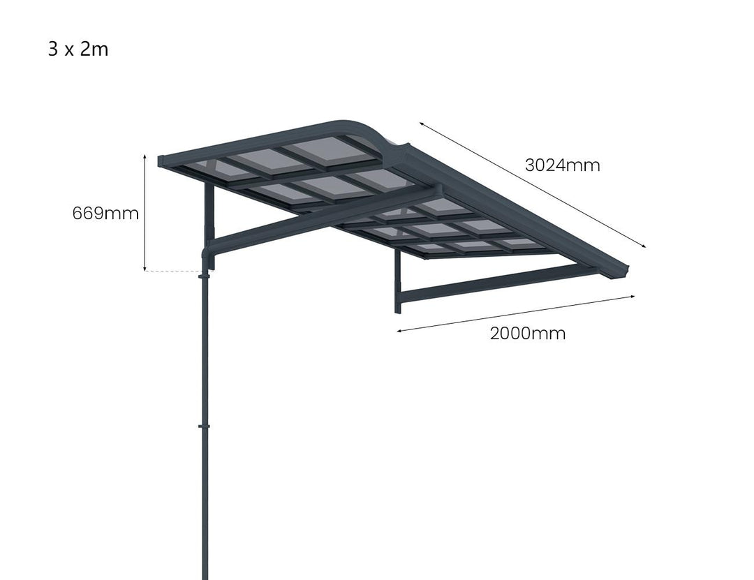 Country Window / Door Awning Canopy Collection Size: 2x1.5m Color: Grey