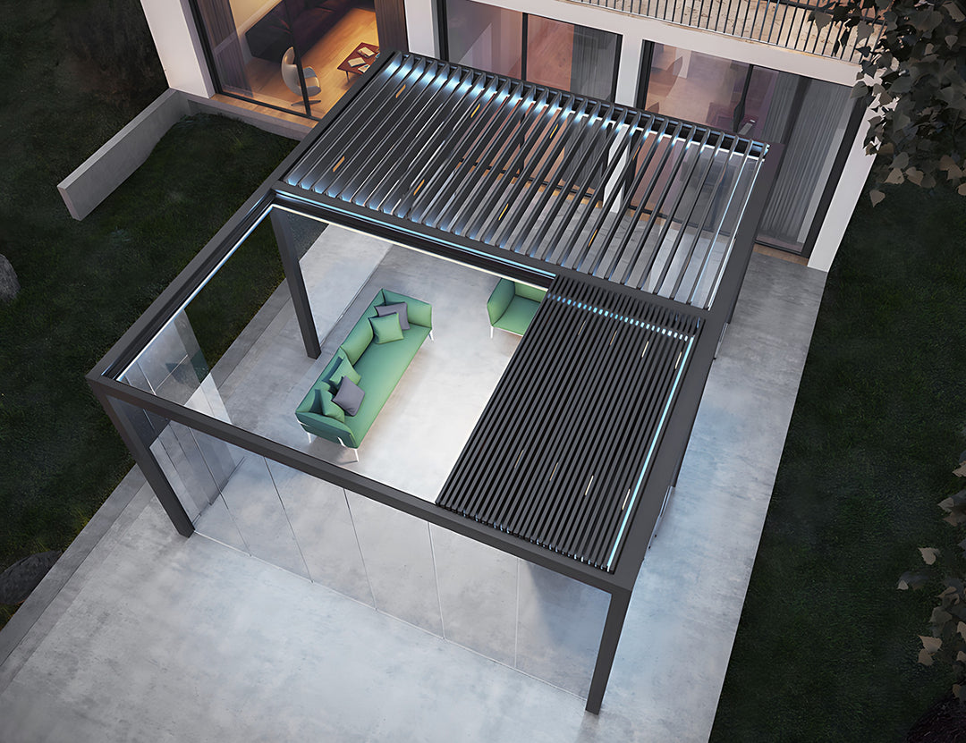 Mediterranean Motorised Retractable Louvre Roof System Size: 4 x 3m Color: Black