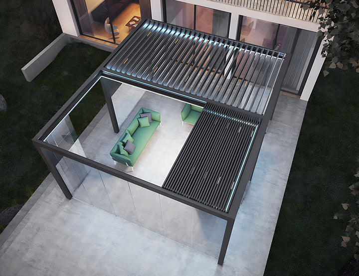 Mediterranean Motorised Retractable Louvre Roof System Size: 4 x 3m Color: Black