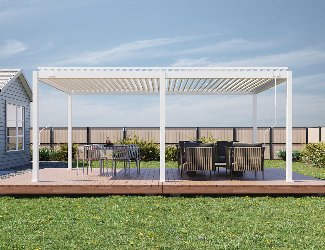 Baltic Manual Freestanding Louvre Roof Aluminium Pergola Size: 2 x 2m Color: White