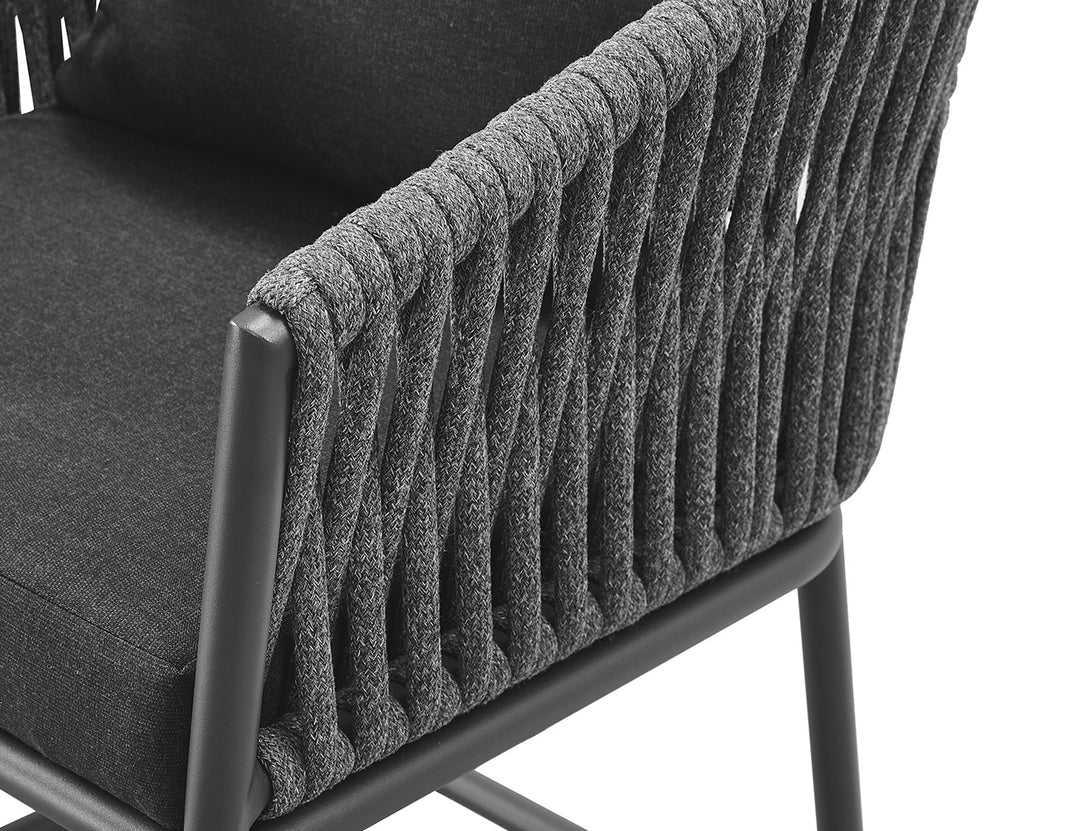 Kereru Aluminium and Rope Outdoor Bar Chair Colour: Grey
