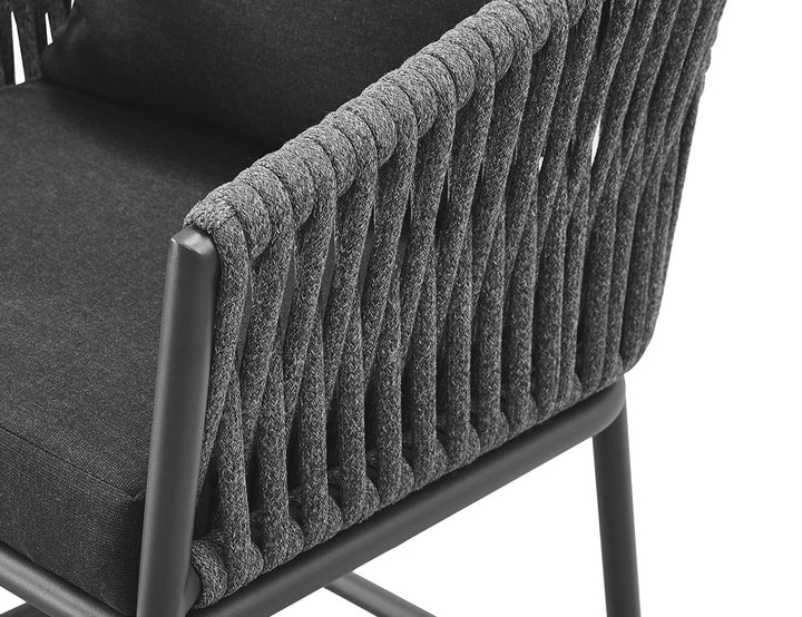 Kereru Aluminium and Rope Outdoor Bar Chair Colour: Grey