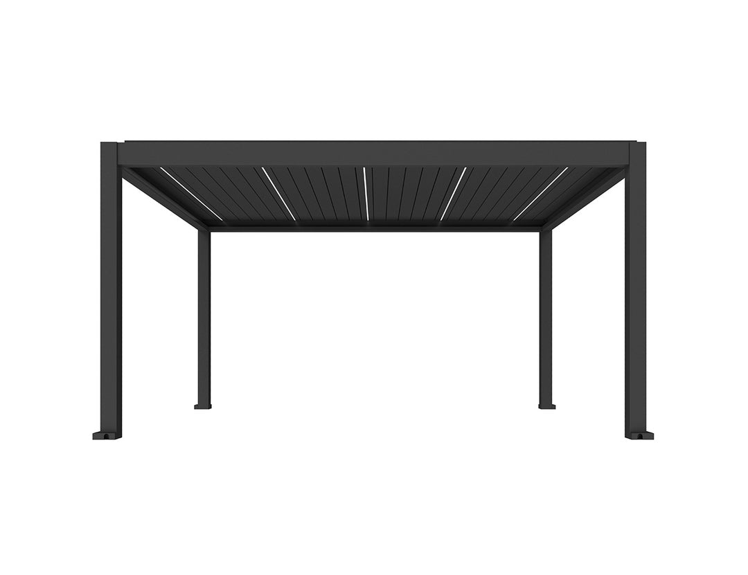 Tasman Motorised Freestanding Louvre Roof Aluminium Pergola Size: 5 x 3m Colour: Black