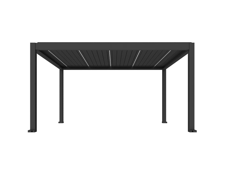 Tasman Motorised Freestanding Louvre Roof Aluminium Pergola Size: 5 x 3m Colour: Black