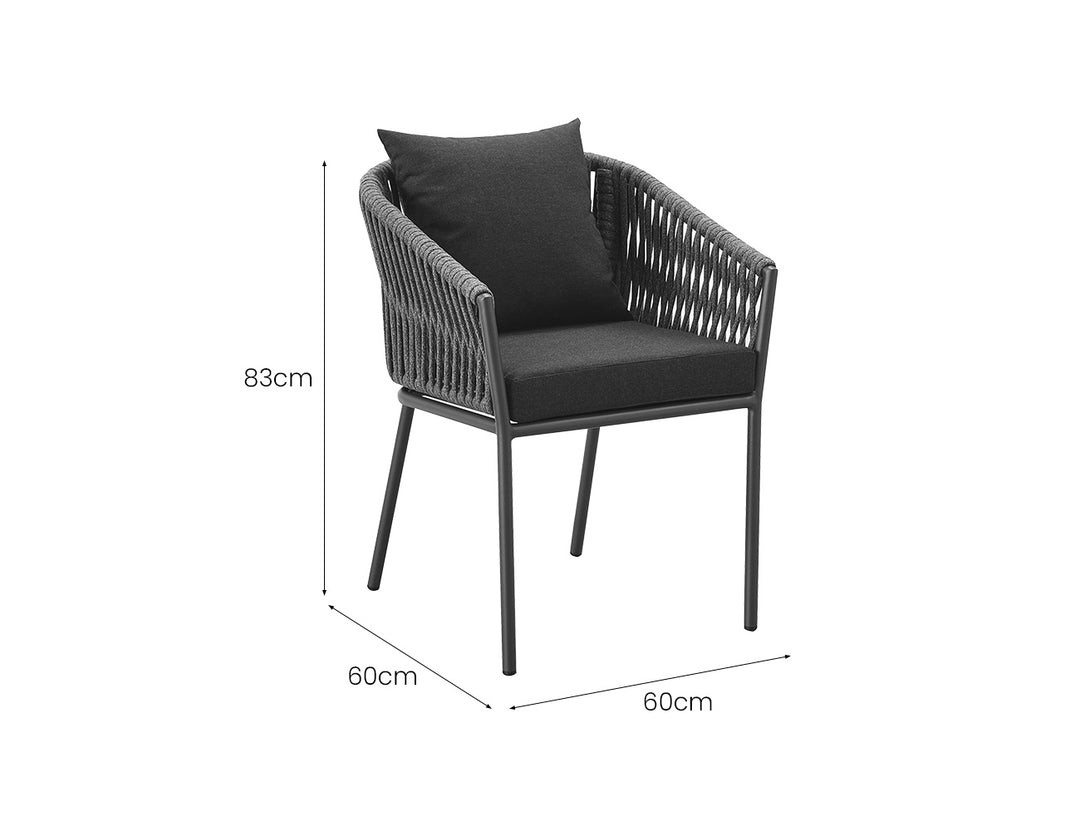Kereru Aluminium and Rope Outdoor Dining Chair Colour: Grey
