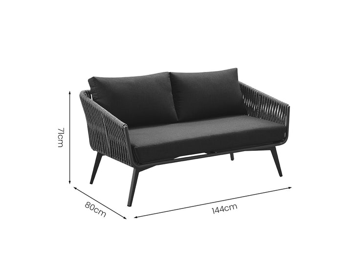Kereru Aluminium and Rope Outdoor Loveseat Colour: Grey