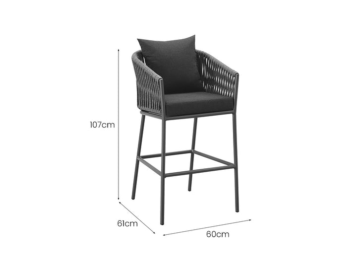Kereru Aluminium and Rope Outdoor Bar Chair Colour: Grey