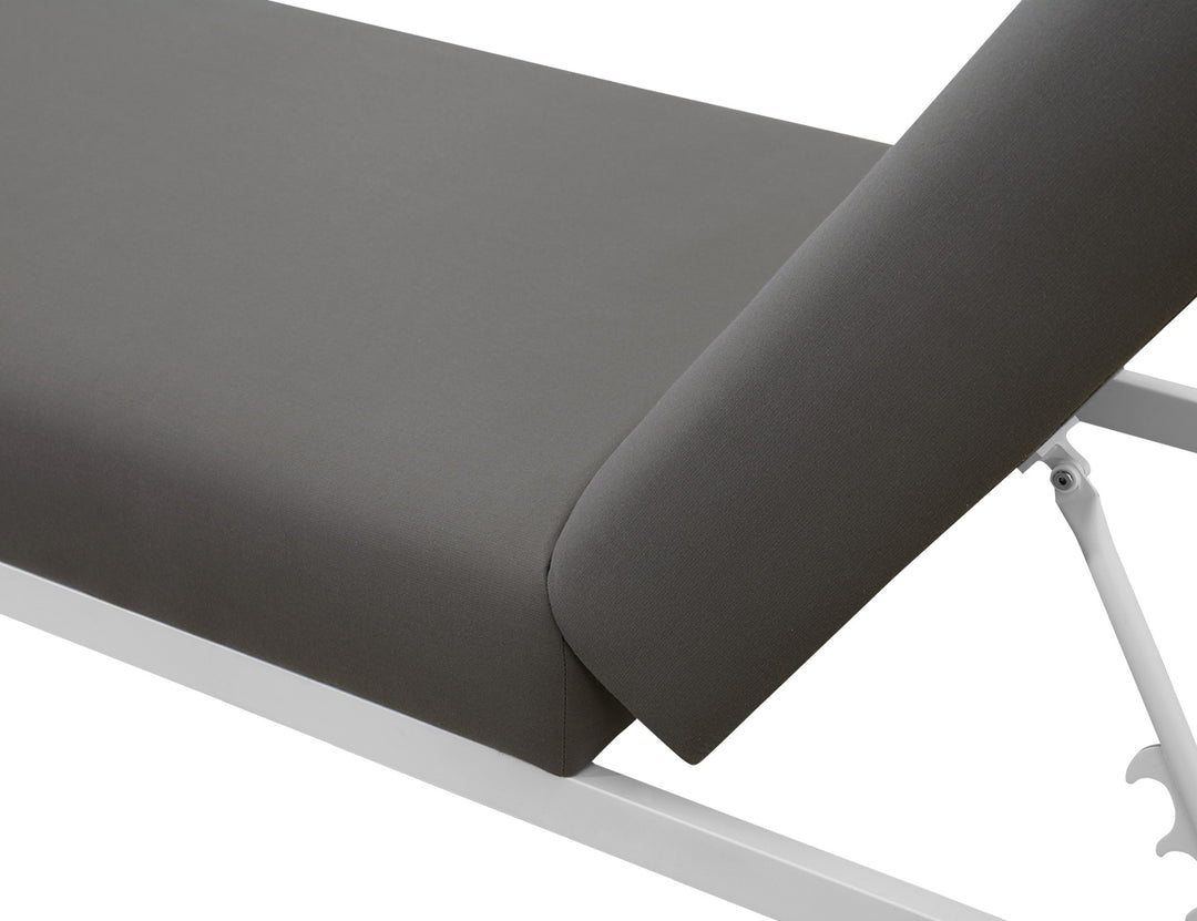 Plover Sunbrella Sun Lounger Colour: White Frame/ Taupe Fabric