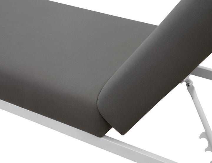 Plover Sunbrella Sun Lounger Colour: White Frame/ Taupe Fabric