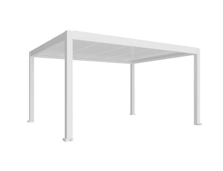Tasman Motorised Freestanding Louvre Roof Aluminium Pergola Size: 4 x 4m Colour: White