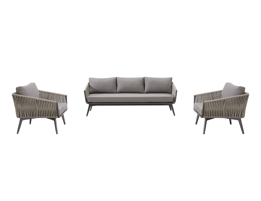 Kereru Aluminium and Rope Outdoor Sofa Set, Colour: Taupe,