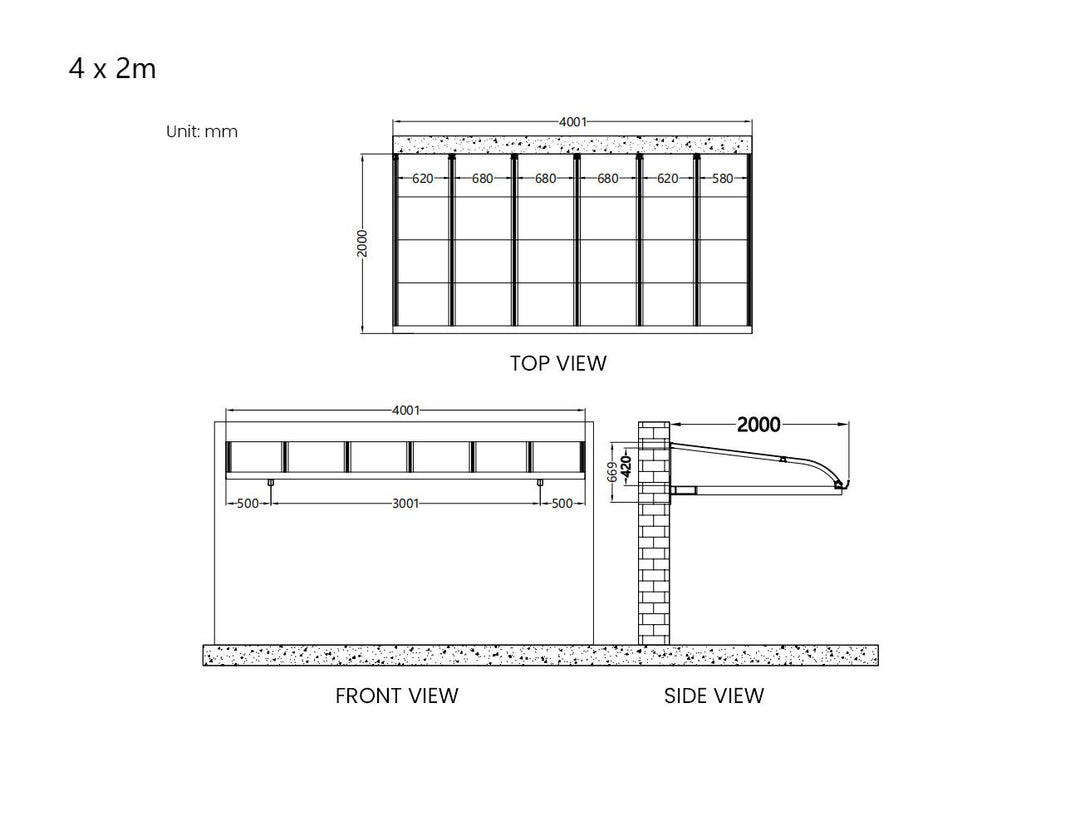 Country Window / Door Awning Canopy Collection Size: 2x1.5m Color: Grey