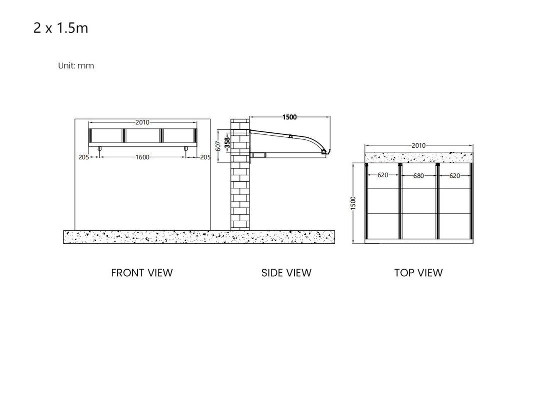 Country Window / Door Awning Canopy Collection Size: 2x1.5m Color: Grey