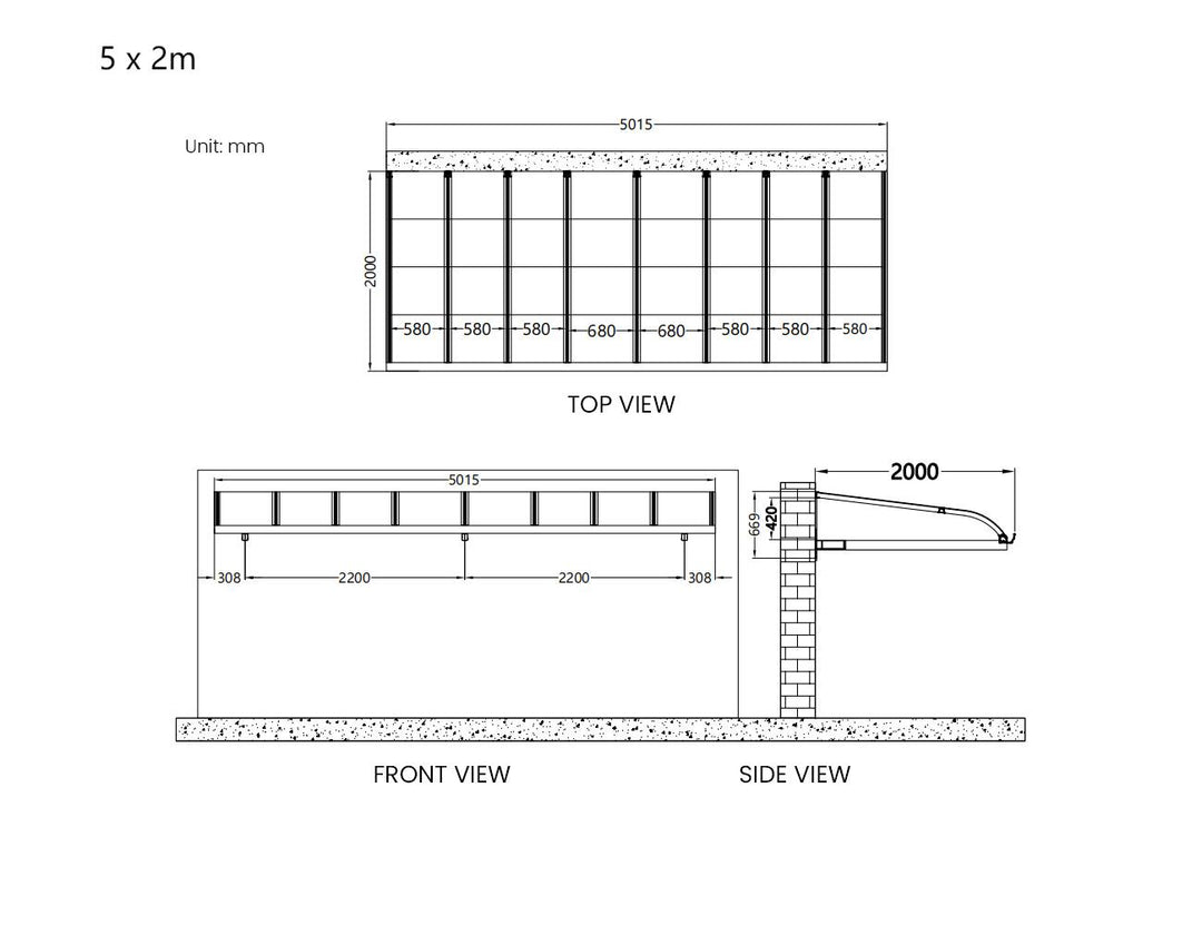 Country Window / Door Awning Canopy Collection Size: 2x1.5m Color: Grey