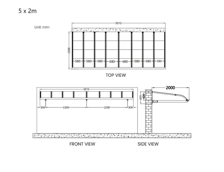 Country Window / Door Awning Canopy Collection Size: 2x1.5m Color: Grey