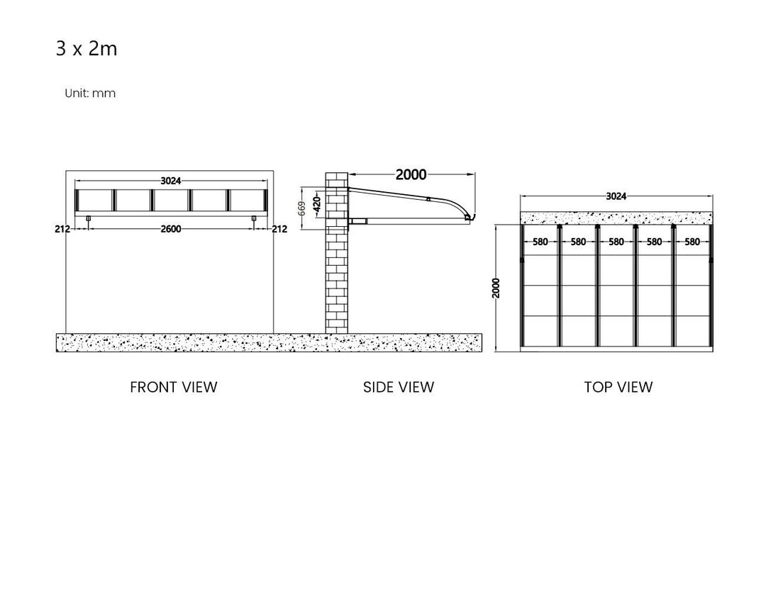 Country Window / Door Awning Canopy Collection Size: 2x1.5m Color: Grey