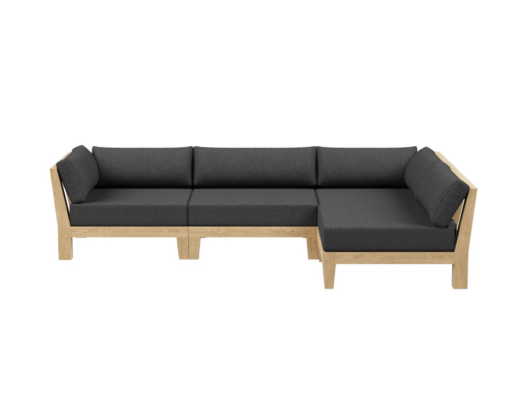 Newport Teak Outdoor Sofa L Sectional - 4 Seat