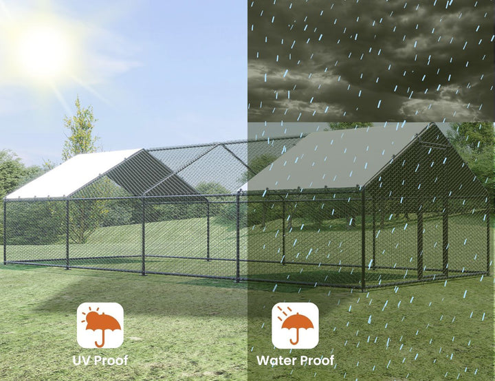 Walk-In Chicken Coop Run with UV Cover - 300x800x200cm