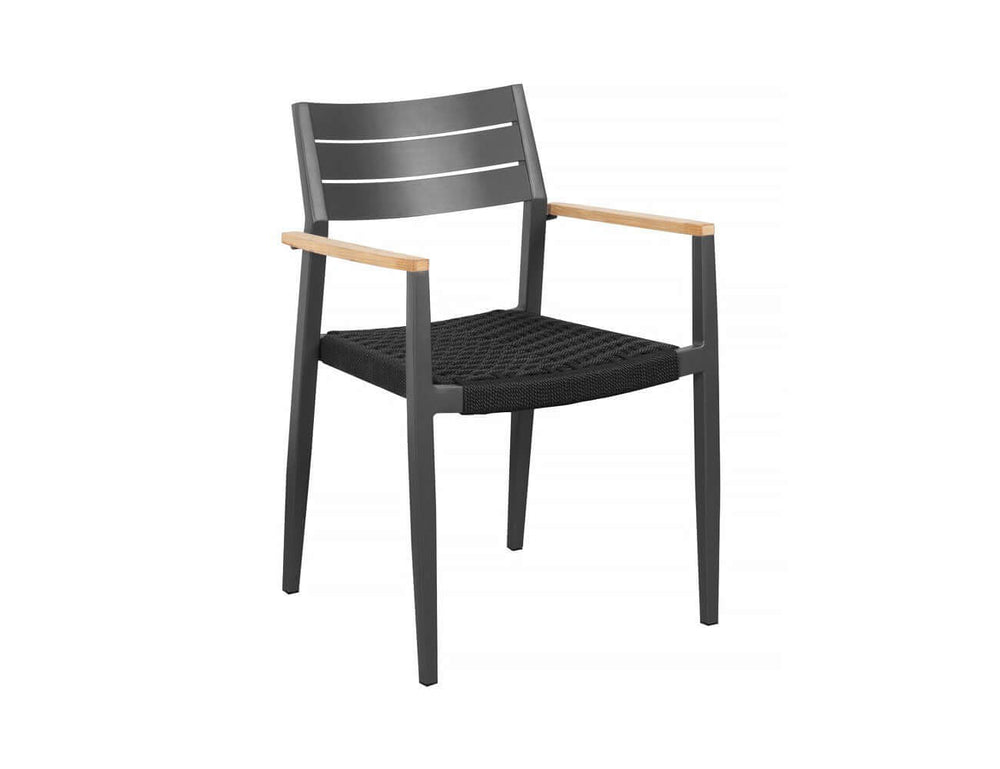 Albatross 2.0 Aluminium and Rope Outdoor Dining Chair Color: Dark Grey