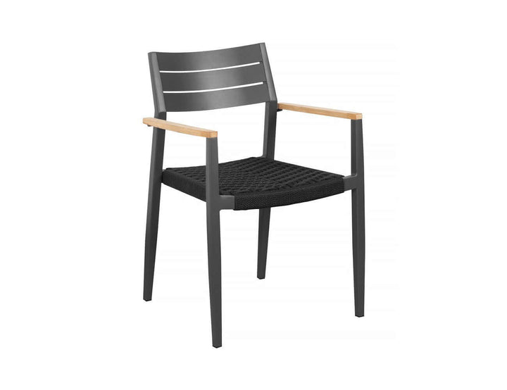 Albatross 2.0 Aluminium and Rope Outdoor Dining Chair Color: Dark Grey