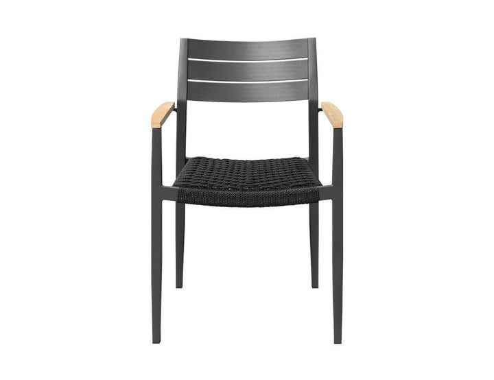 Albatross 2.0 Aluminium and Rope Outdoor Dining Chair Color: Dark Grey