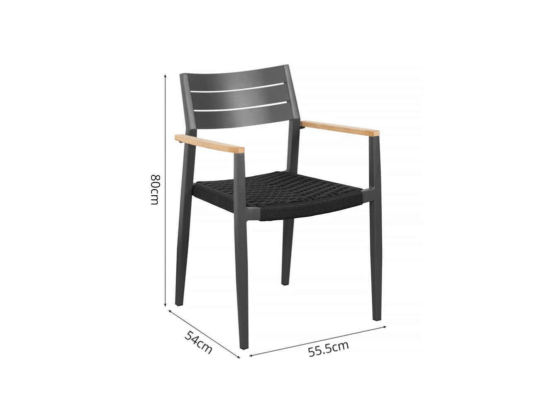 Albatross 2.0 Aluminium and Rope Outdoor Dining Chair Color: Dark Grey