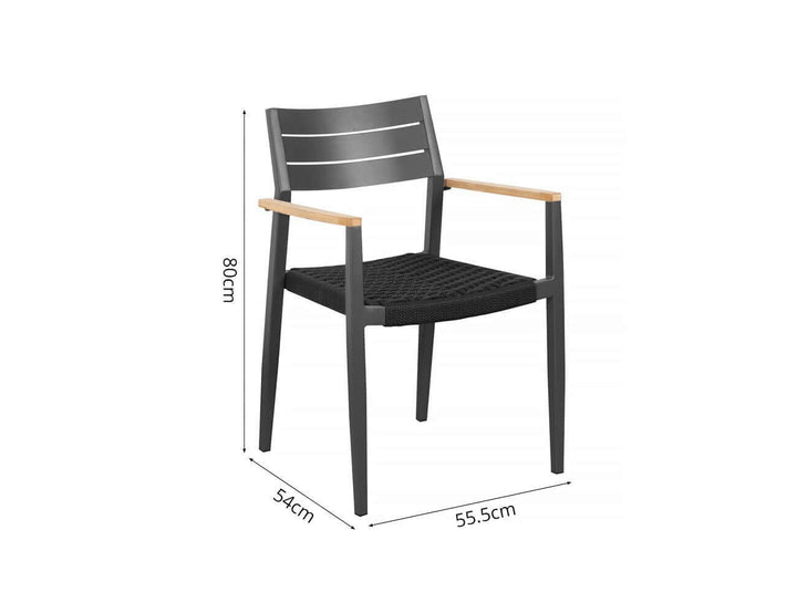 Albatross 2.0 Aluminium and Rope Outdoor Dining Chair Color: Dark Grey